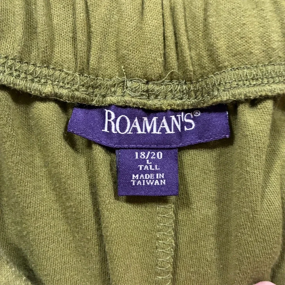 Roaman's Womens‎ Lounge Pants Size 18/20 Tall Green Elastic Waist Pull On